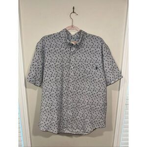 Huk Fishing Short Sleeve Casual Button Up Bobbers Gray M